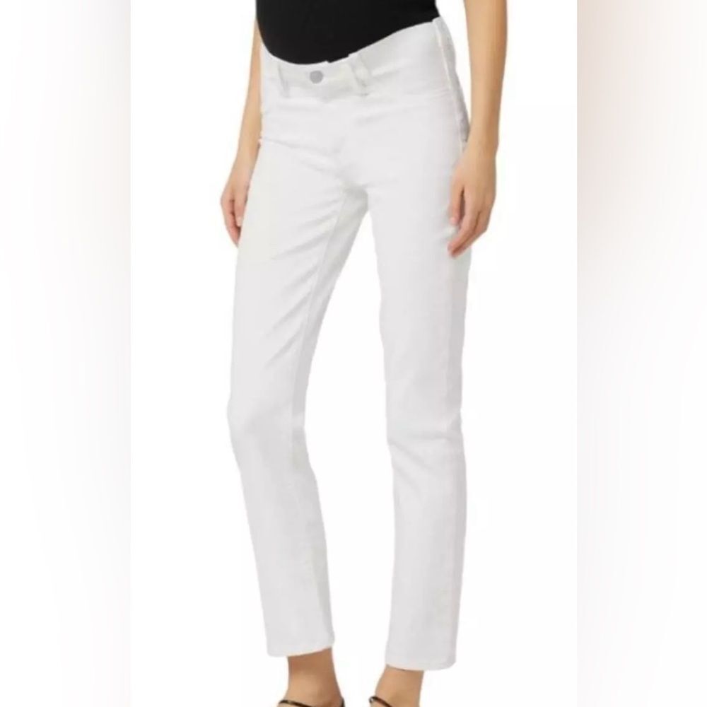 HUDSON Maternity Nico Straight Ankle White Denim Jeans Women's 32 NWT